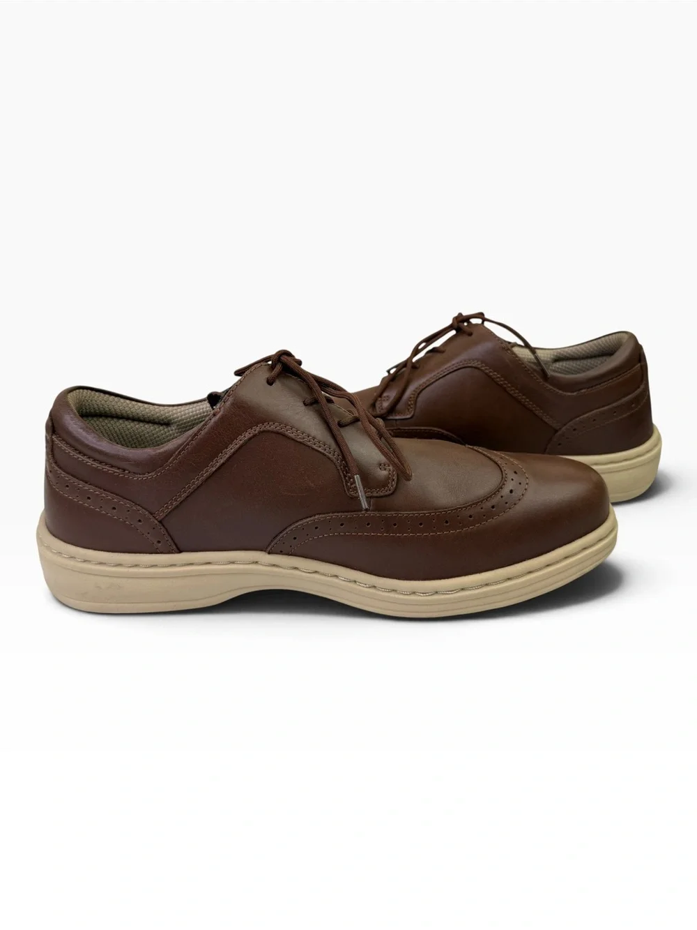 OrthoFeet Moreno Mens Wingtip Oxford Dress Shoes Brown Leather Size 11 Wide 2E